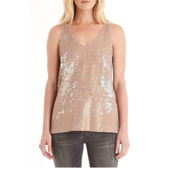 MICHAEL STARS Sequined Nude Top- Super Fun! - Picture 1 of 5
